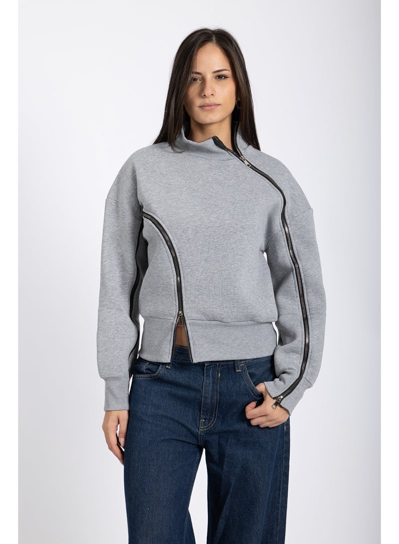 AMICI Double-zipper sweater Grey - Image 4